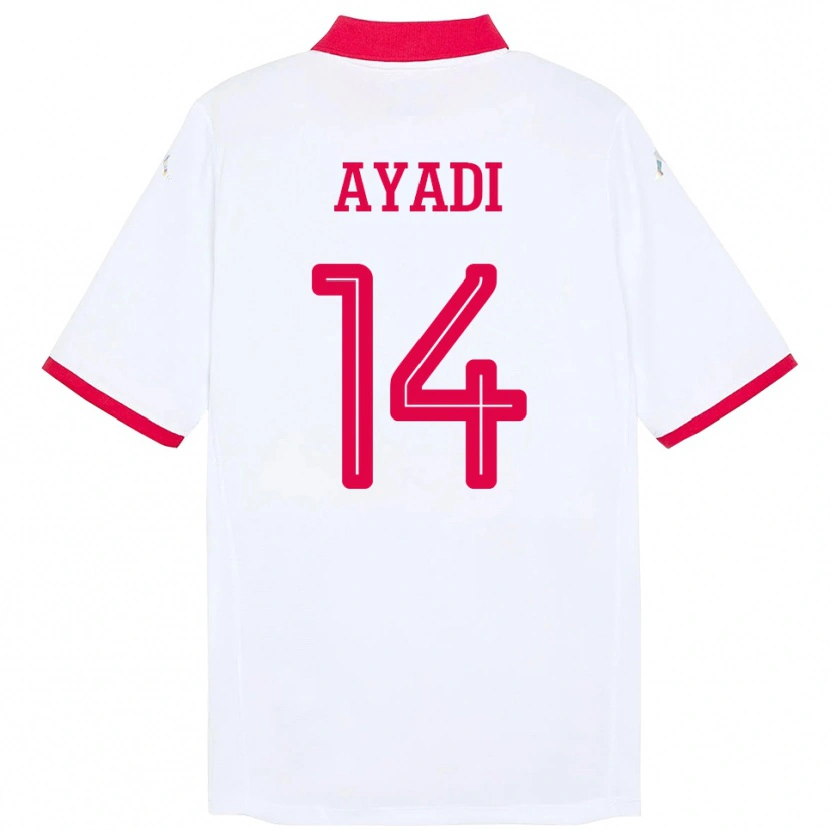 Danxen Bambino Maglia Tunisia Ghada Ayadi #14 Bianco Kit Gara Away 24-26 Maglietta