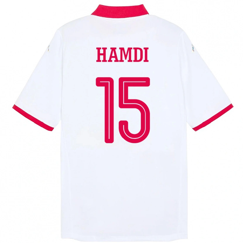 Danxen Bambino Maglia Tunisia Hanna Hamdi #15 Bianco Kit Gara Away 24-26 Maglietta