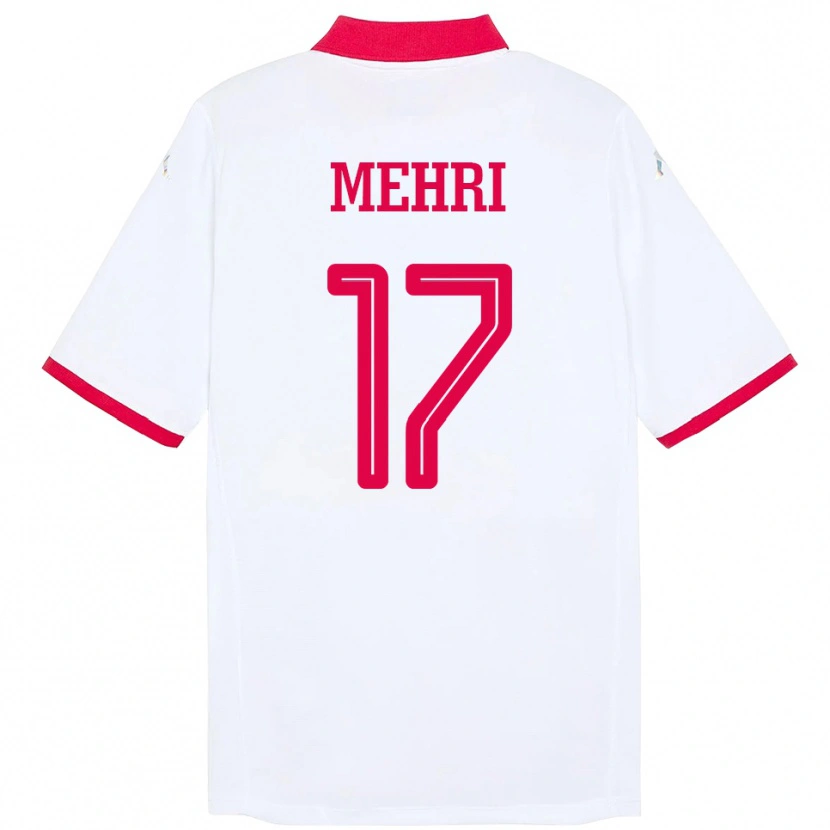 Danxen Bambino Maglia Tunisia Malek Mehri #17 Bianco Kit Gara Away 24-26 Maglietta