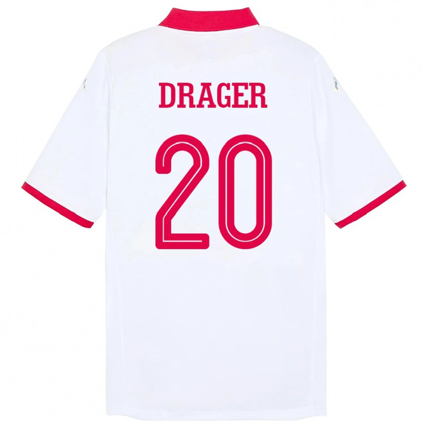 Danxen Bambino Maglia Tunisia Mohamed Drager #20 Bianco Kit Gara Away 24-26 Maglietta