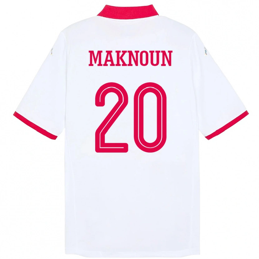 Danxen Bambino Maglia Tunisia Leila Maknoun #20 Bianco Kit Gara Away 24-26 Maglietta