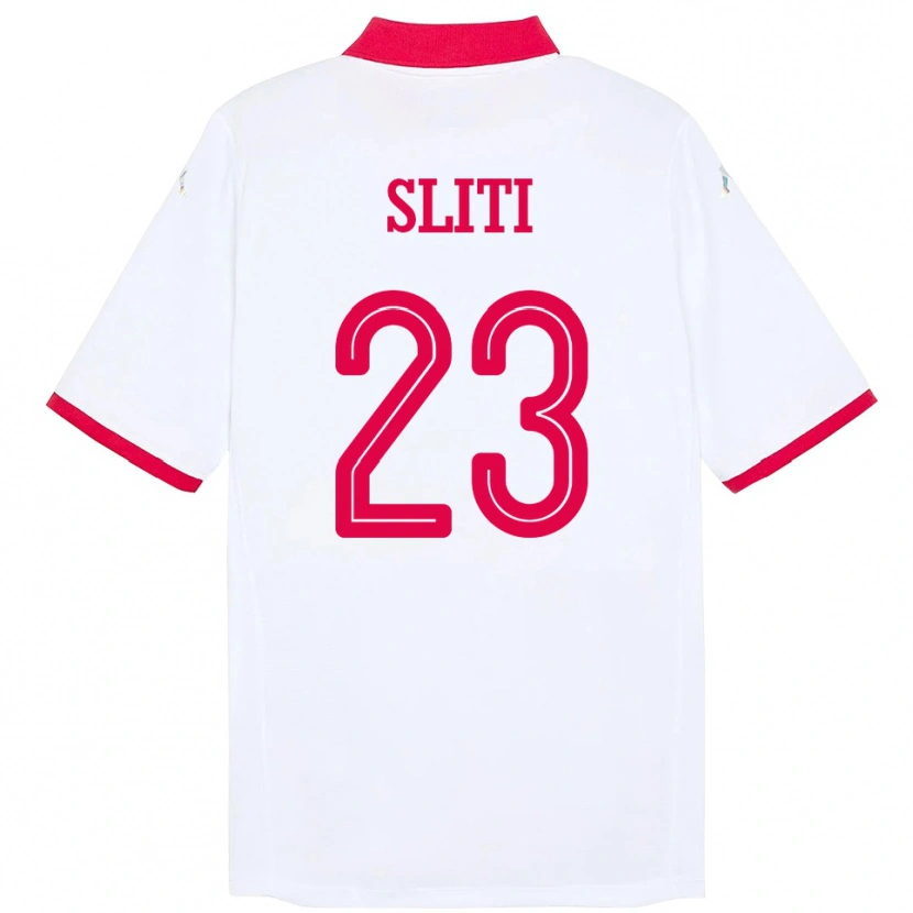 Danxen Bambino Maglia Tunisia Naim Sliti #23 Bianco Kit Gara Away 24-26 Maglietta