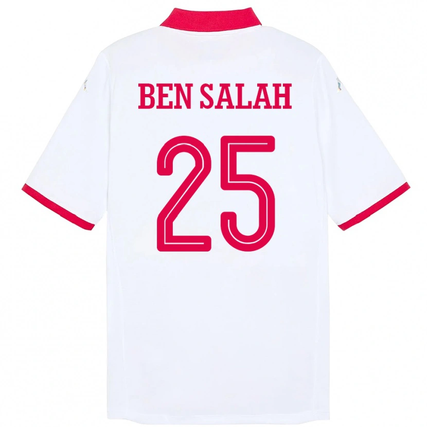 Danxen Bambino Maglia Tunisia Heni Ben Salah #25 Bianco Kit Gara Away 24-26 Maglietta