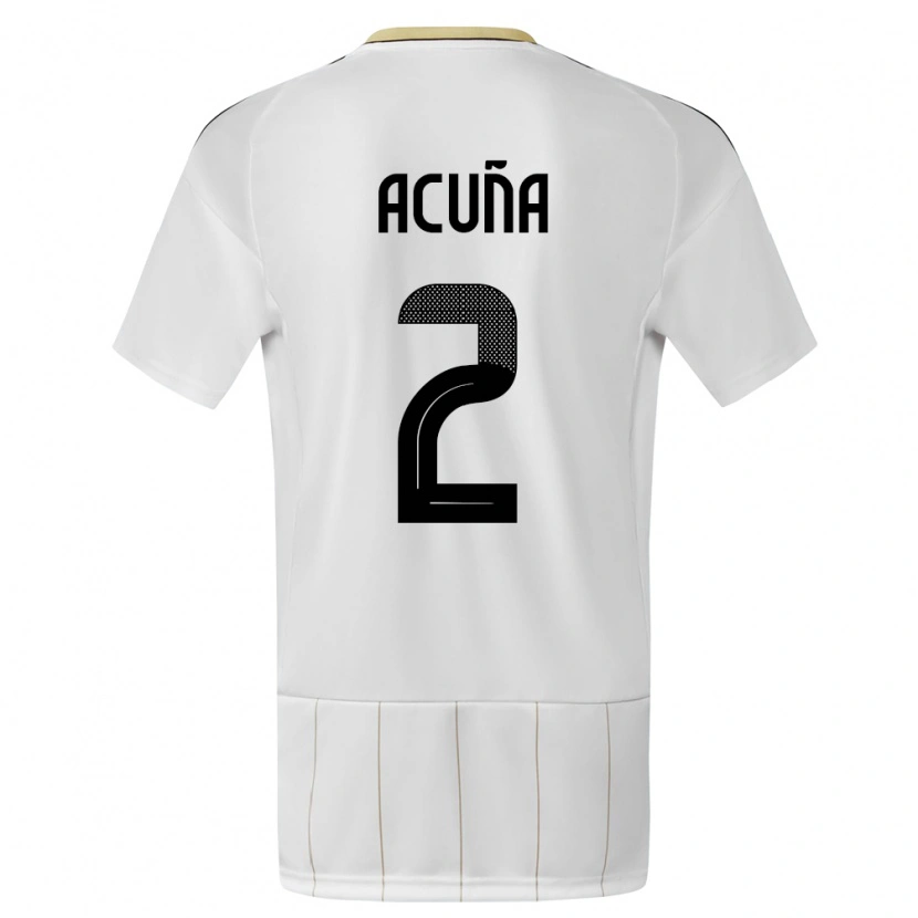 Danxen Bambino Maglia Costa Rica Sebastián Acuña #2 Bianco Kit Gara Away 24-26 Maglietta