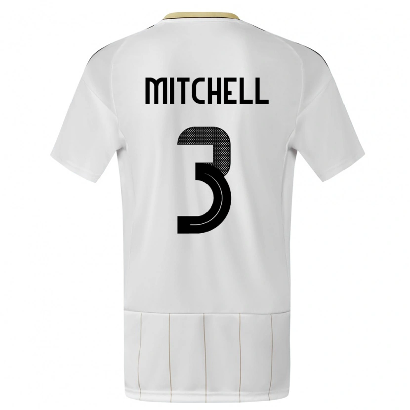 Danxen Bambino Maglia Costa Rica Jeyland Mitchell #3 Bianco Kit Gara Away 24-26 Maglietta