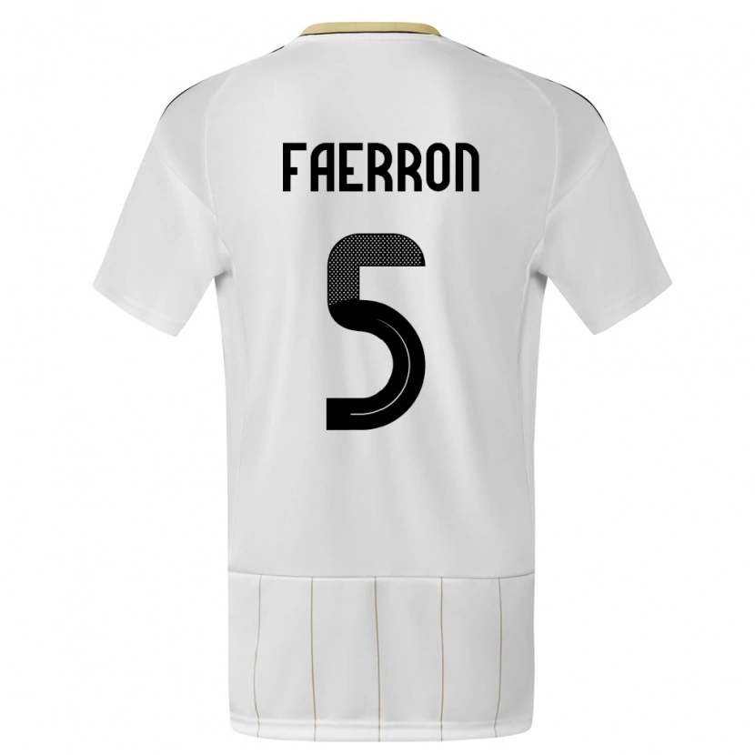 Danxen Bambino Maglia Costa Rica Fernán Faerron #5 Bianco Kit Gara Away 24-26 Maglietta