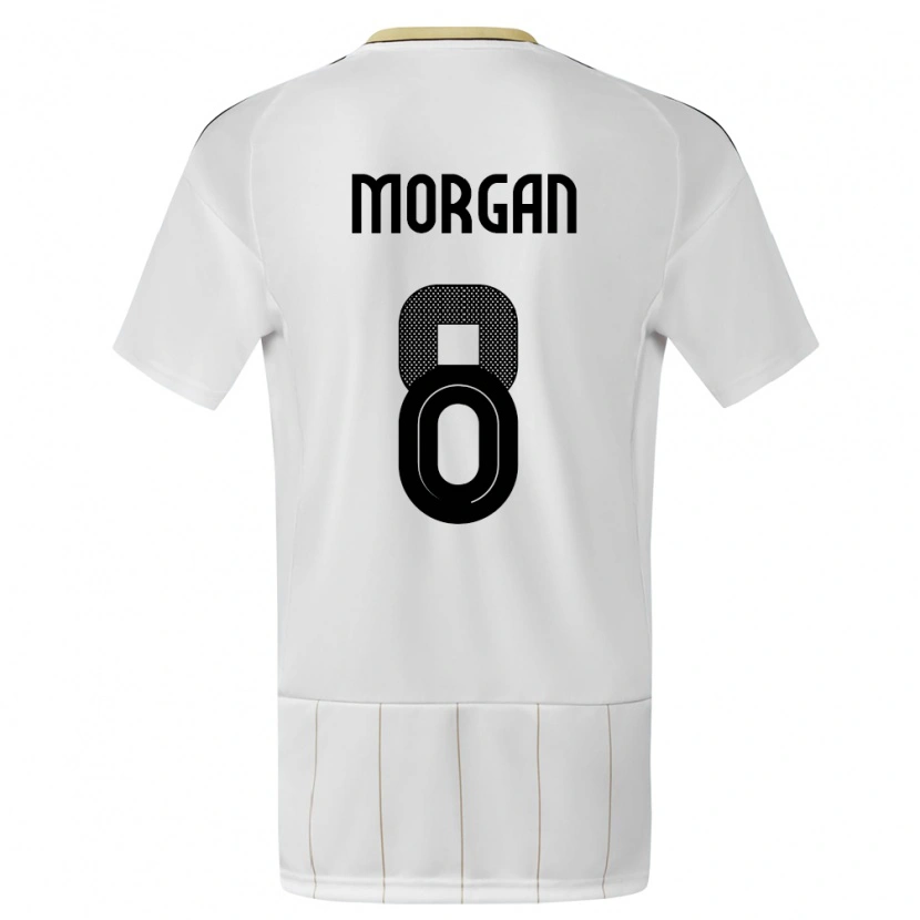 Danxen Bambino Maglia Costa Rica Hakeem Morgan #8 Bianco Kit Gara Away 24-26 Maglietta