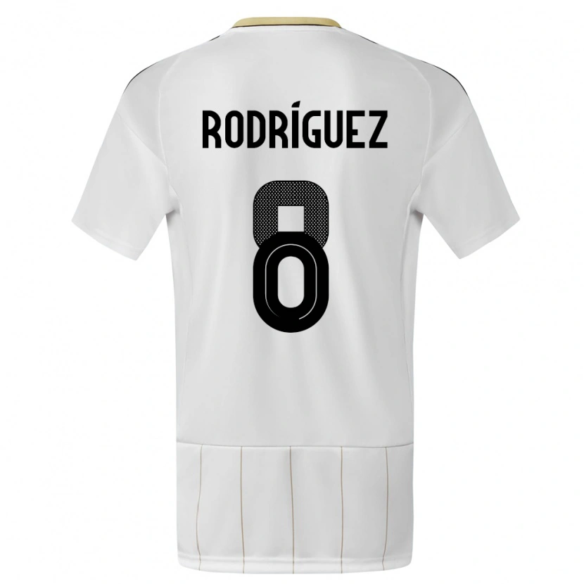 Danxen Bambino Maglia Costa Rica Bryson Rodríguez #8 Bianco Kit Gara Away 24-26 Maglietta