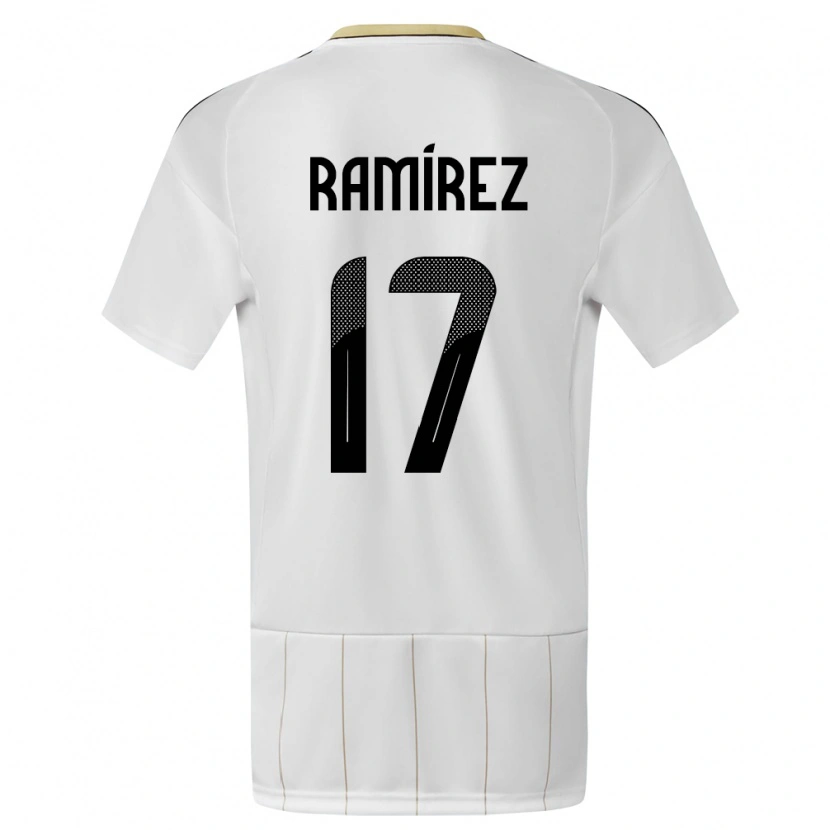 Danxen Bambino Maglia Costa Rica Dylan Ramírez #17 Bianco Kit Gara Away 24-26 Maglietta