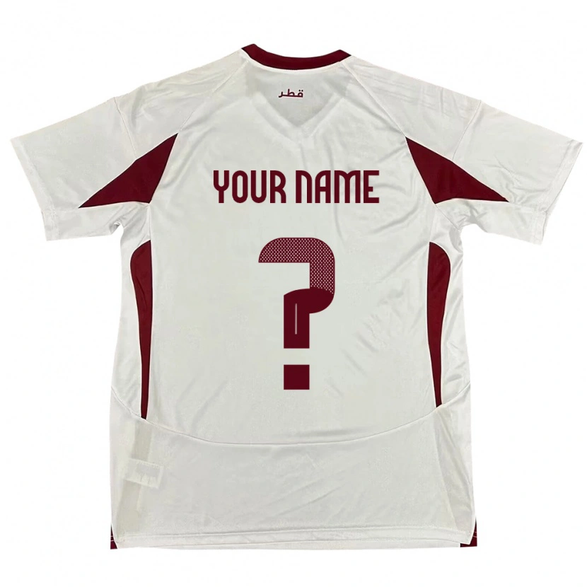 Danxen Bambino Maglia Qatar Il Tuo Nome #0 Bianco Kit Gara Away 24-26 Maglietta