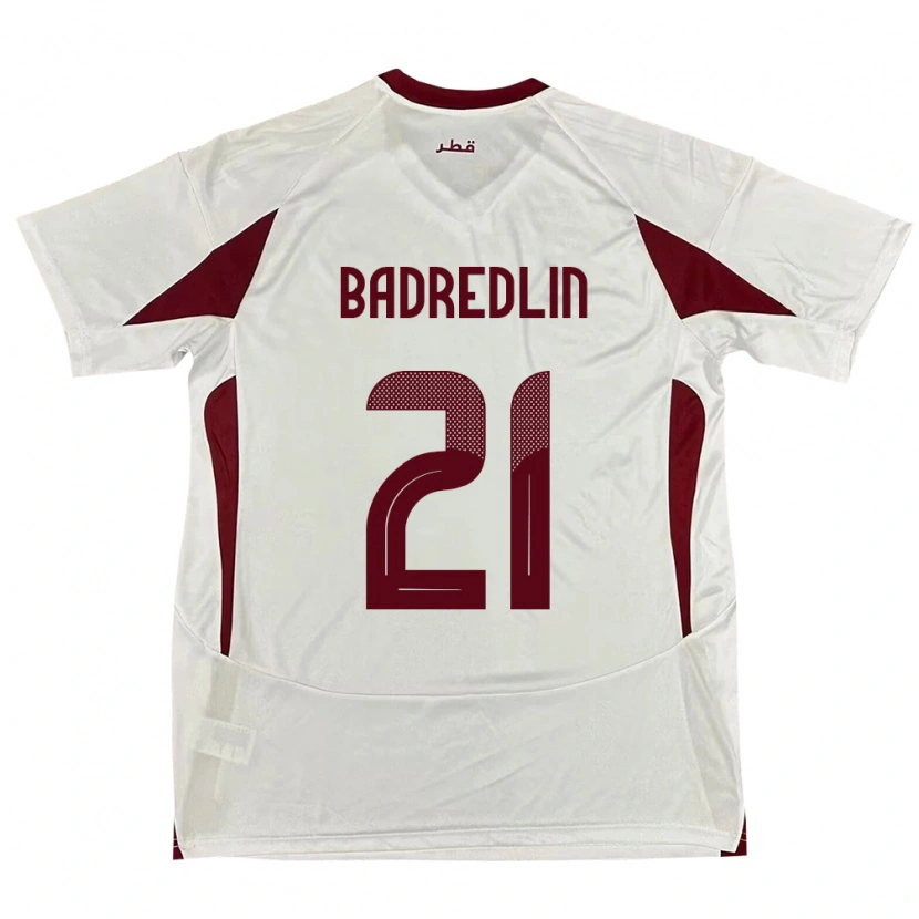 Danxen Bambino Maglia Qatar Marwan Badredlin #21 Bianco Kit Gara Away 24-26 Maglietta