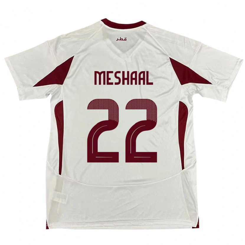 Danxen Bambino Maglia Qatar Meshaal Barsham #22 Bianco Kit Gara Away 24-26 Maglietta