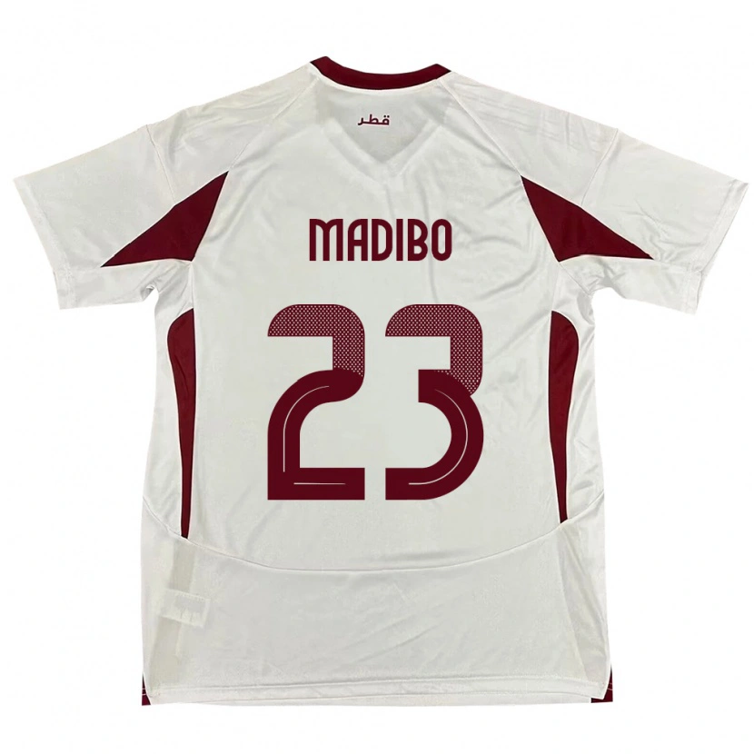 Danxen Bambino Maglia Qatar Assim Madibo #23 Bianco Kit Gara Away 24-26 Maglietta