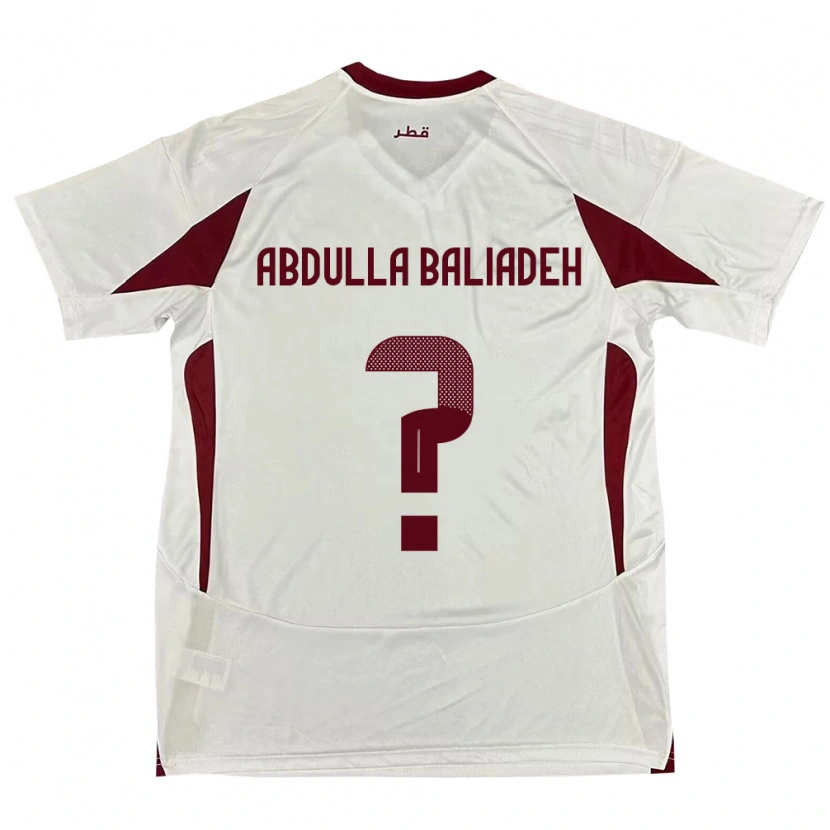 Danxen Bambino Maglia Qatar Yousef Abdulla Baliadeh #0 Bianco Kit Gara Away 24-26 Maglietta