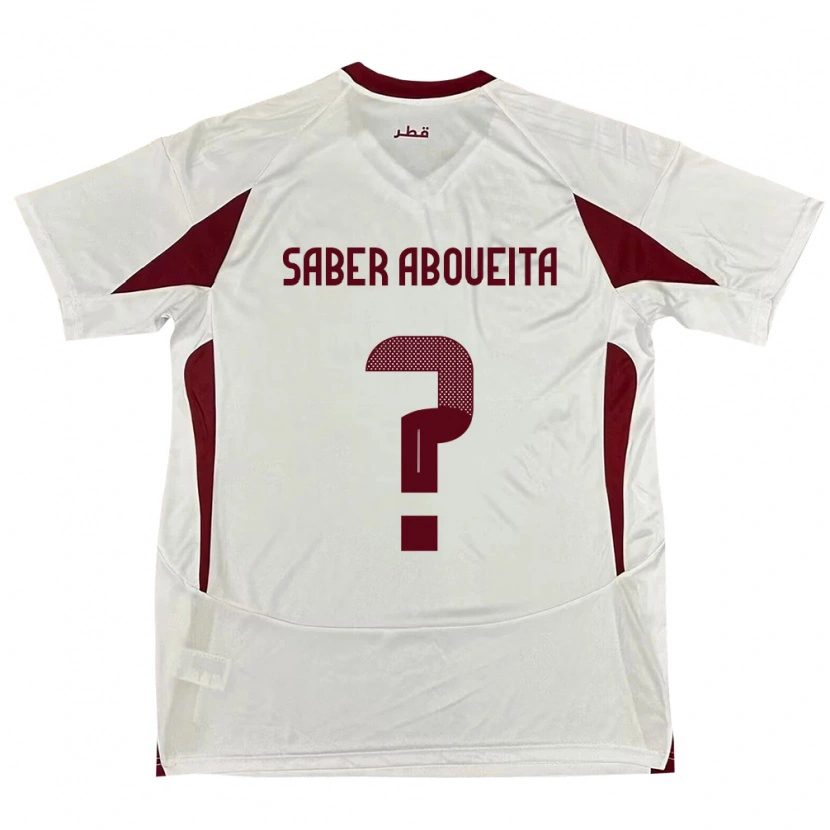 Danxen Bambino Maglia Qatar Ahmed Saber Aboueita #0 Bianco Kit Gara Away 24-26 Maglietta