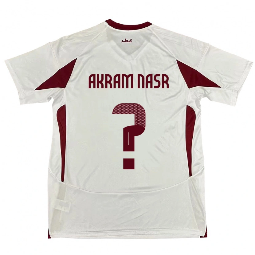 Danxen Bambino Maglia Qatar Mohammed Akram Nasr #0 Bianco Kit Gara Away 24-26 Maglietta