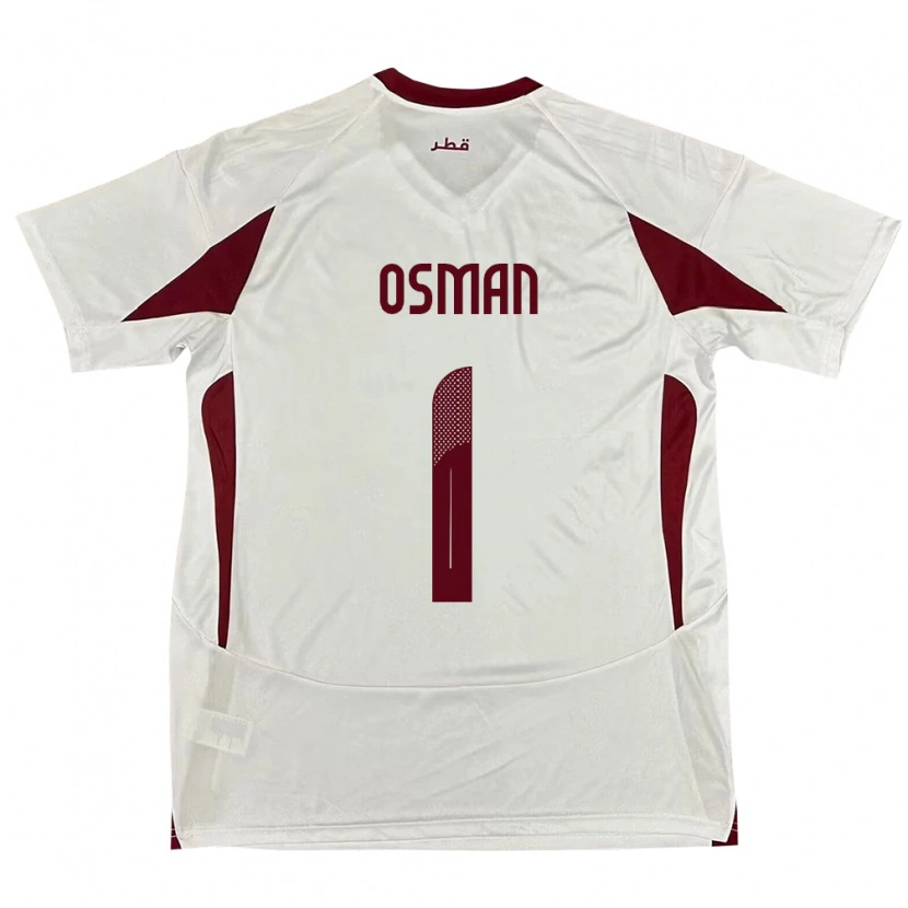 Danxen Bambino Maglia Qatar Abubaker Osman #1 Bianco Kit Gara Away 24-26 Maglietta