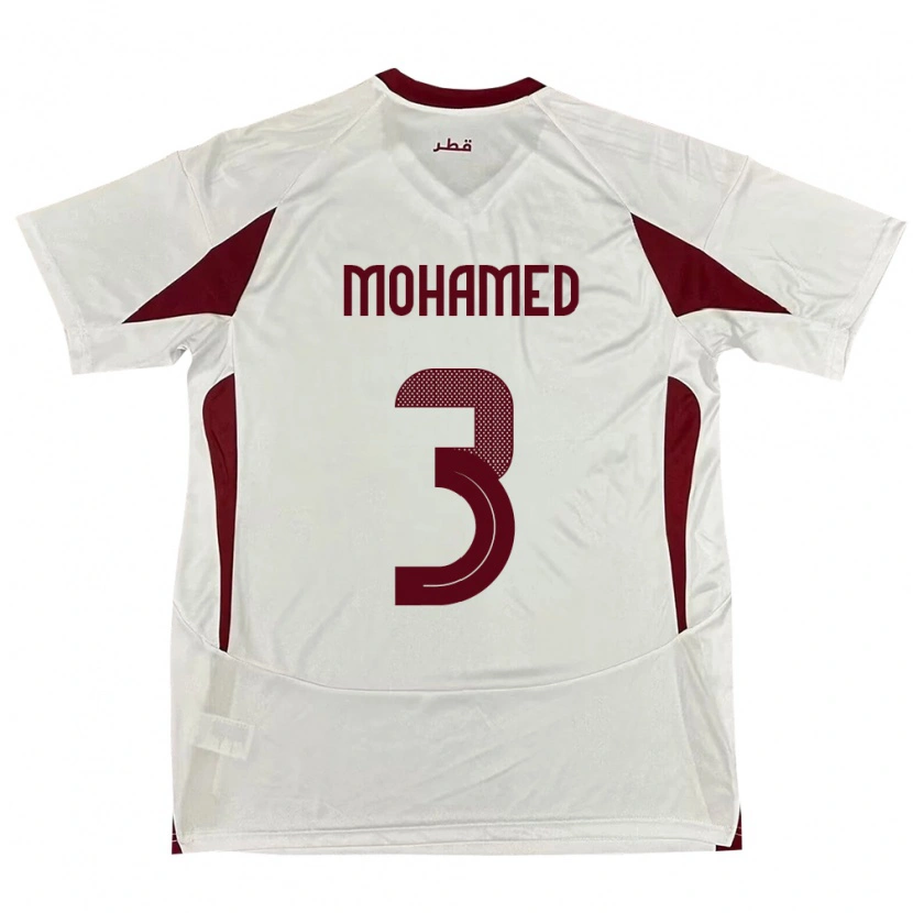 Danxen Bambino Maglia Qatar Motaman Mohamed #3 Bianco Kit Gara Away 24-26 Maglietta