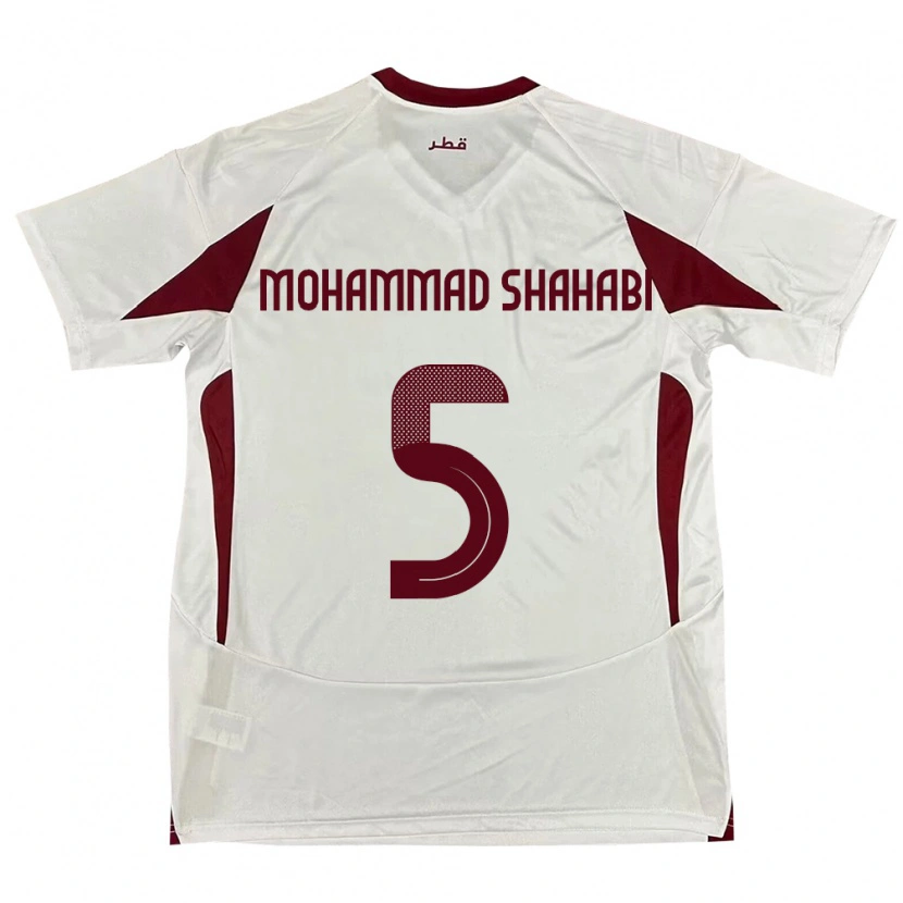 Danxen Bambino Maglia Qatar Ali Mohammad Shahabi #5 Bianco Kit Gara Away 24-26 Maglietta