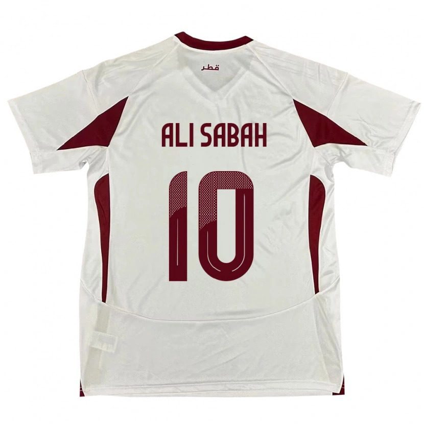 Danxen Bambino Maglia Qatar Khalid Ali Sabah #10 Bianco Kit Gara Away 24-26 Maglietta