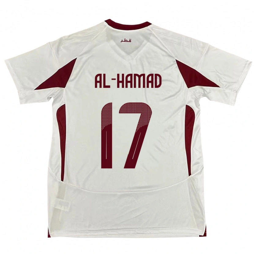 Danxen Bambino Maglia Qatar Jassem Al-Hamad #17 Bianco Kit Gara Away 24-26 Maglietta