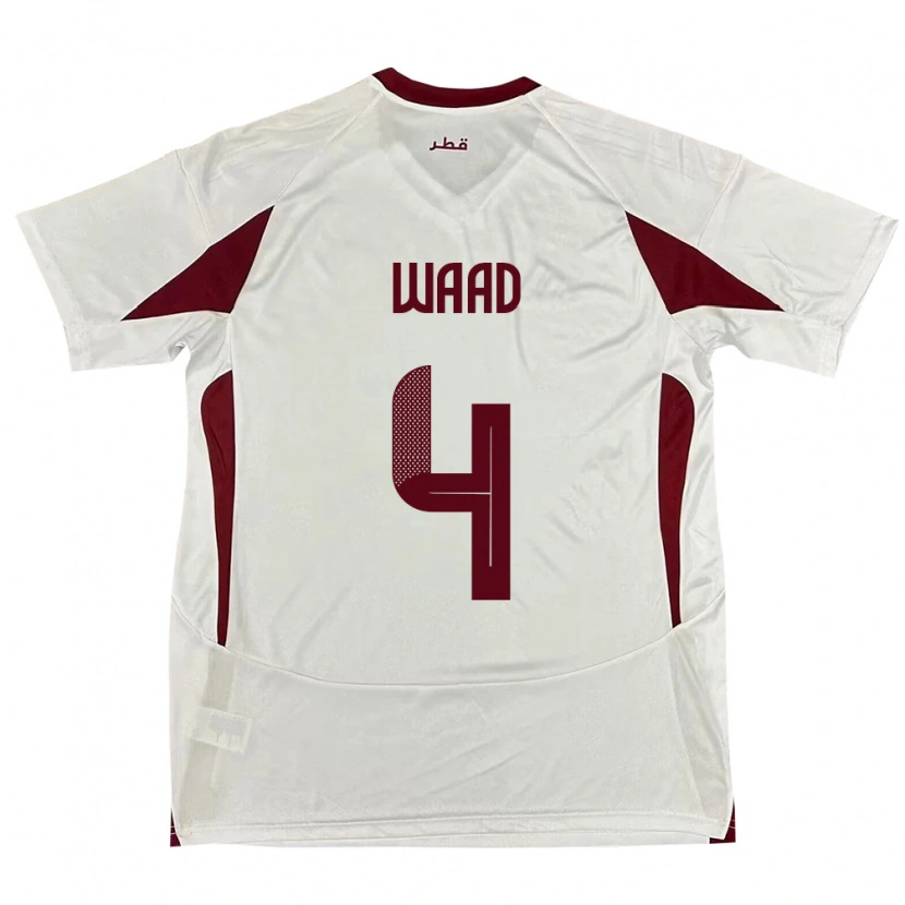 Danxen Bambino Maglia Qatar Mohammed Waad #4 Bianco Kit Gara Away 24-26 Maglietta