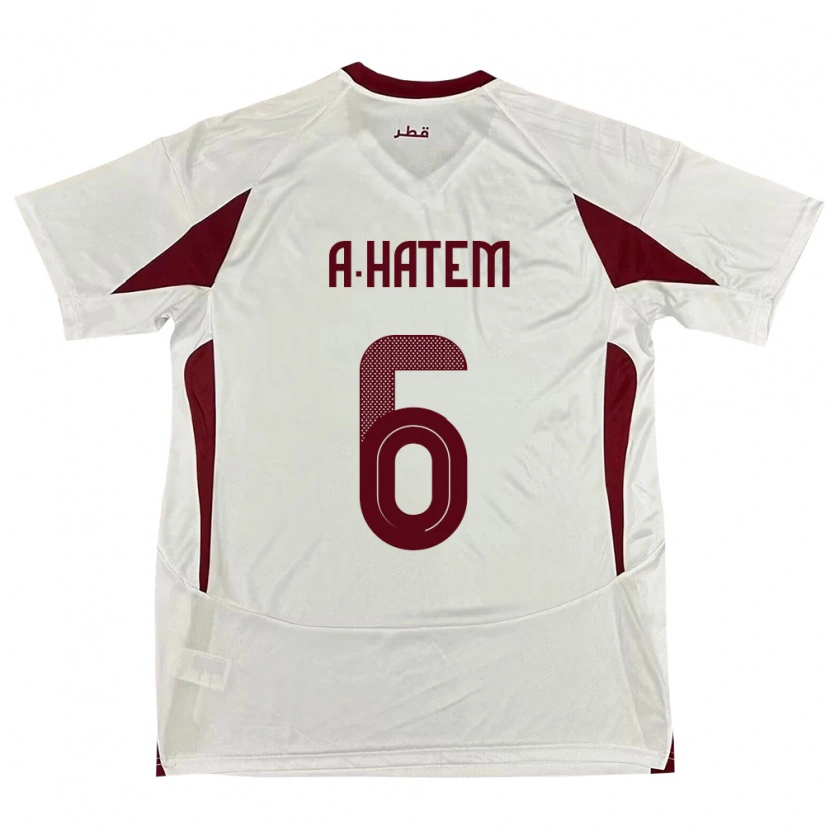 Danxen Bambino Maglia Qatar Abdulaziz Hatem #6 Bianco Kit Gara Away 24-26 Maglietta