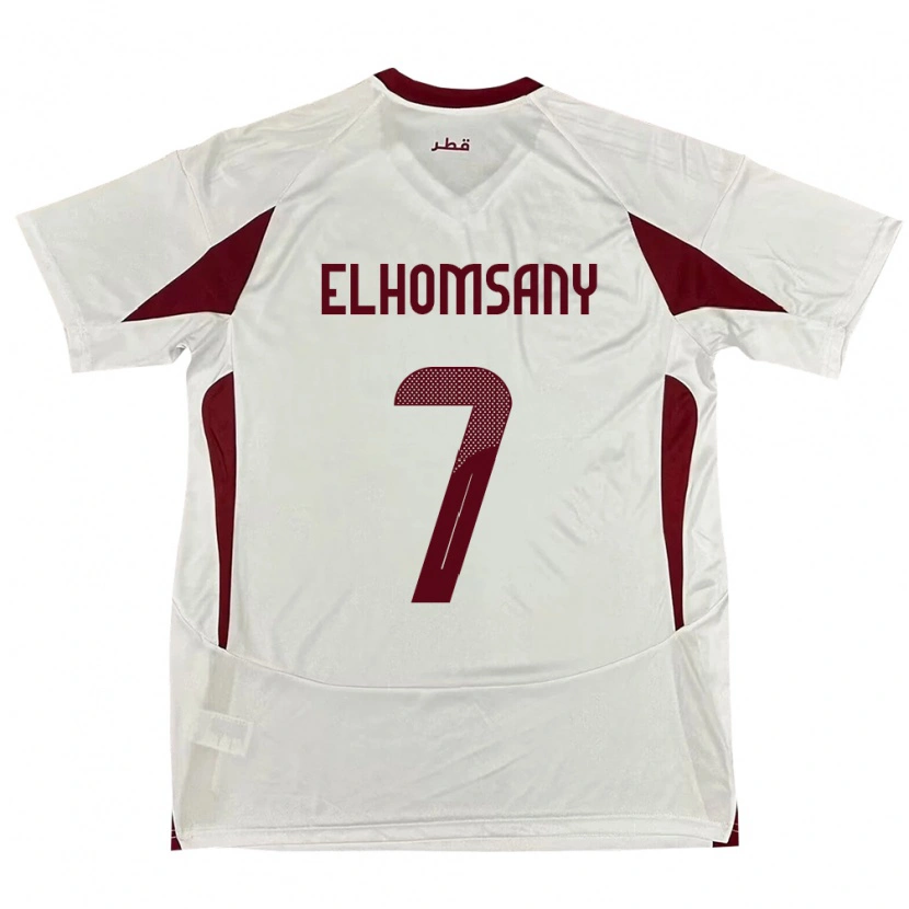 Danxen Bambino Maglia Qatar Yasmeen Elhomsany #7 Bianco Kit Gara Away 24-26 Maglietta