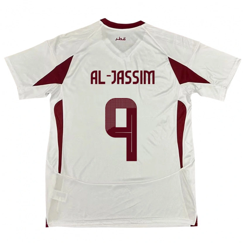 Danxen Bambino Maglia Qatar Kholoud Al Jassim #9 Bianco Kit Gara Away 24-26 Maglietta