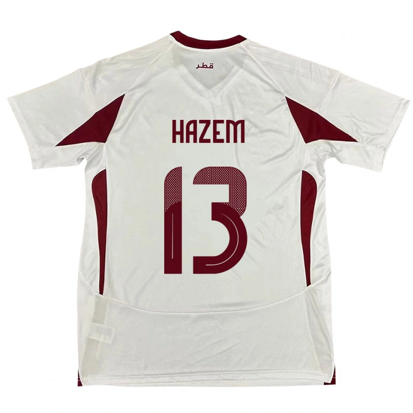 Danxen Bambino Maglia Qatar Hazem Shehata #13 Bianco Kit Gara Away 24-26 Maglietta