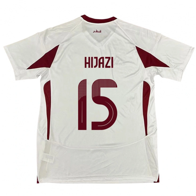 Danxen Bambino Maglia Qatar Asalet Hijazi #15 Bianco Kit Gara Away 24-26 Maglietta