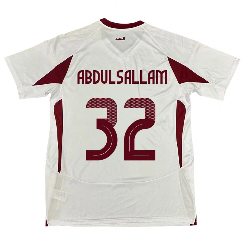 Danxen Bambino Maglia Qatar Jassem Gaber Abdulsallam #32 Bianco Kit Gara Away 24-26 Maglietta