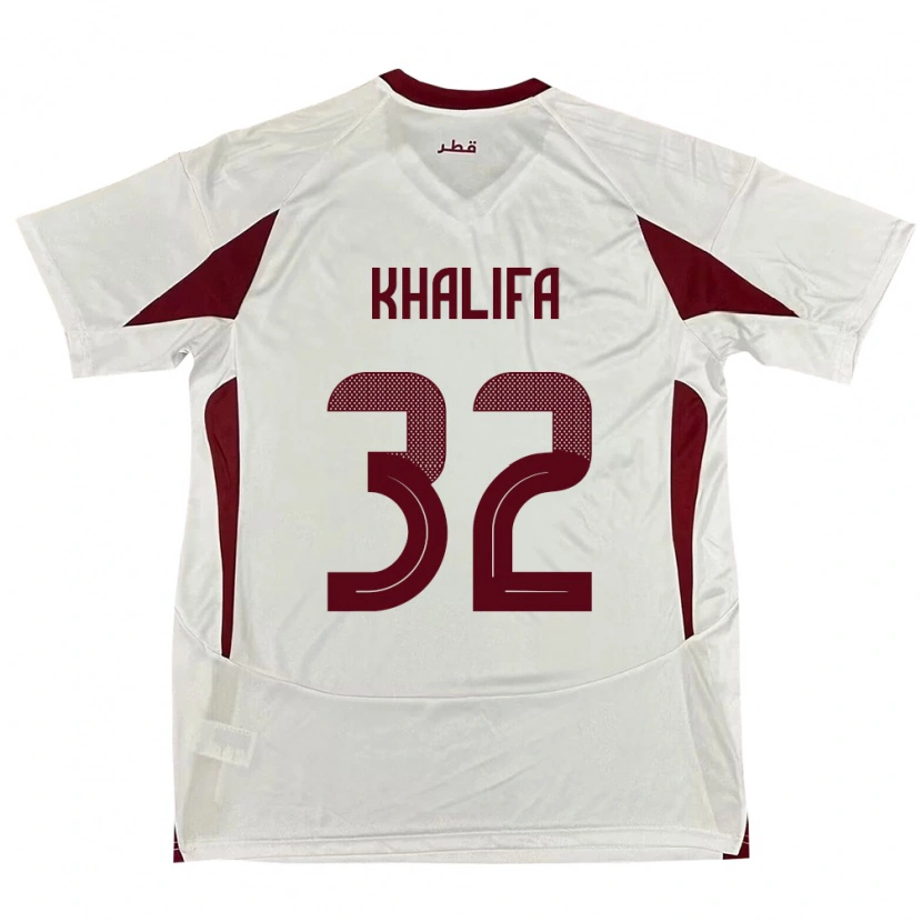 Danxen Bambino Maglia Qatar Duana Khalifa #32 Bianco Kit Gara Away 24-26 Maglietta