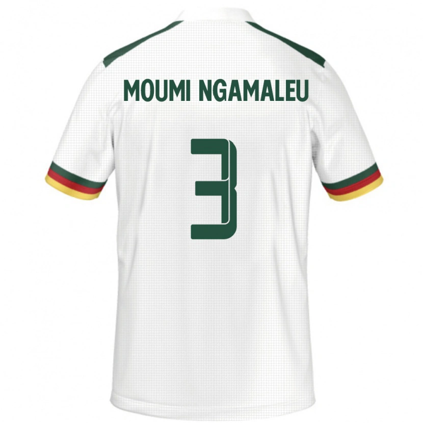 Danxen Bambino Maglia Camerun Nicolas Moumi Ngamaleu #3 Bianco Kit Gara Away 24-26 Maglietta