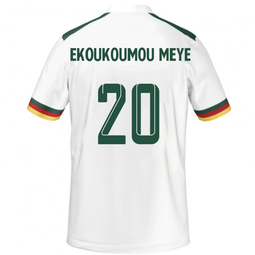 Danxen Bambino Maglia Camerun Ivan Donald Ekoukoumou Meye #20 Bianco Kit Gara Away 24-26 Maglietta