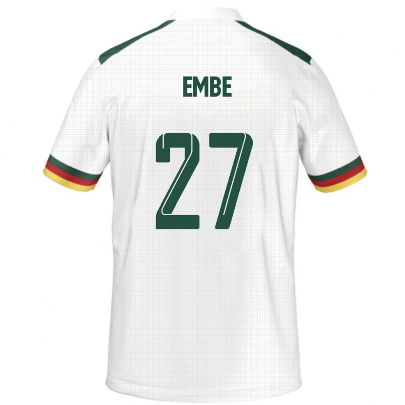 Danxen Bambino Maglia Camerun Eric Embe #27 Bianco Kit Gara Away 24-26 Maglietta