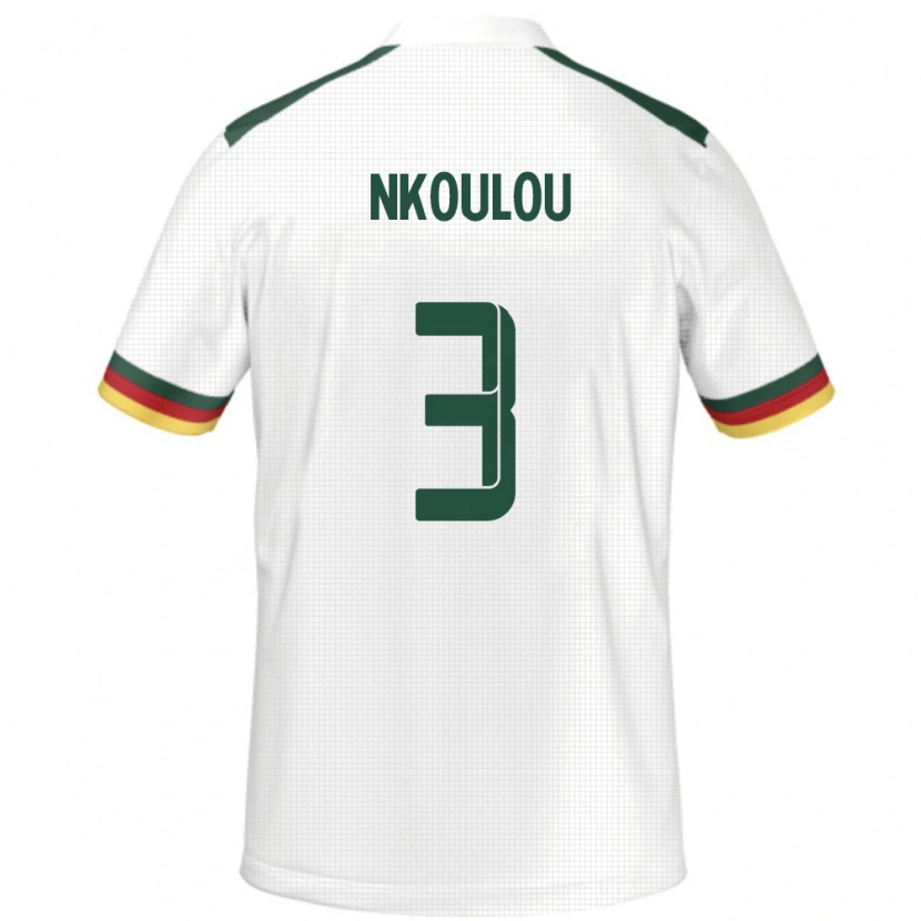Danxen Bambino Maglia Camerun Nicolas Nkoulou #3 Bianco Kit Gara Away 24-26 Maglietta