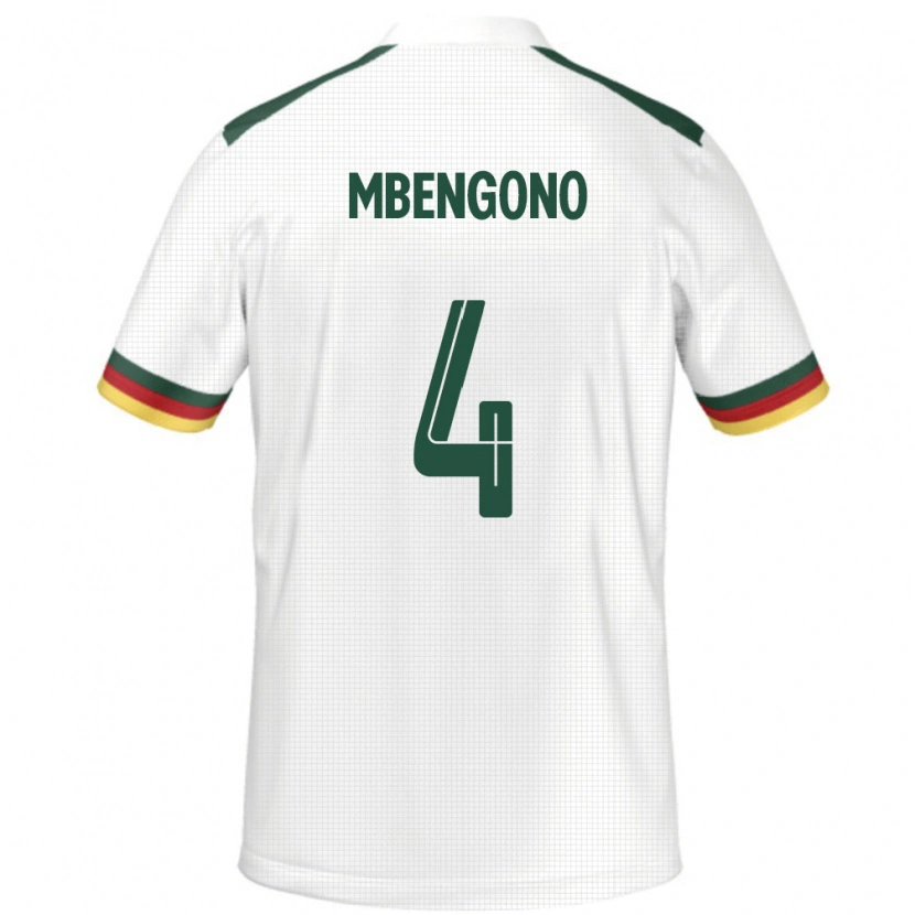 Danxen Bambino Maglia Camerun Catherine Mbengono #4 Bianco Kit Gara Away 24-26 Maglietta
