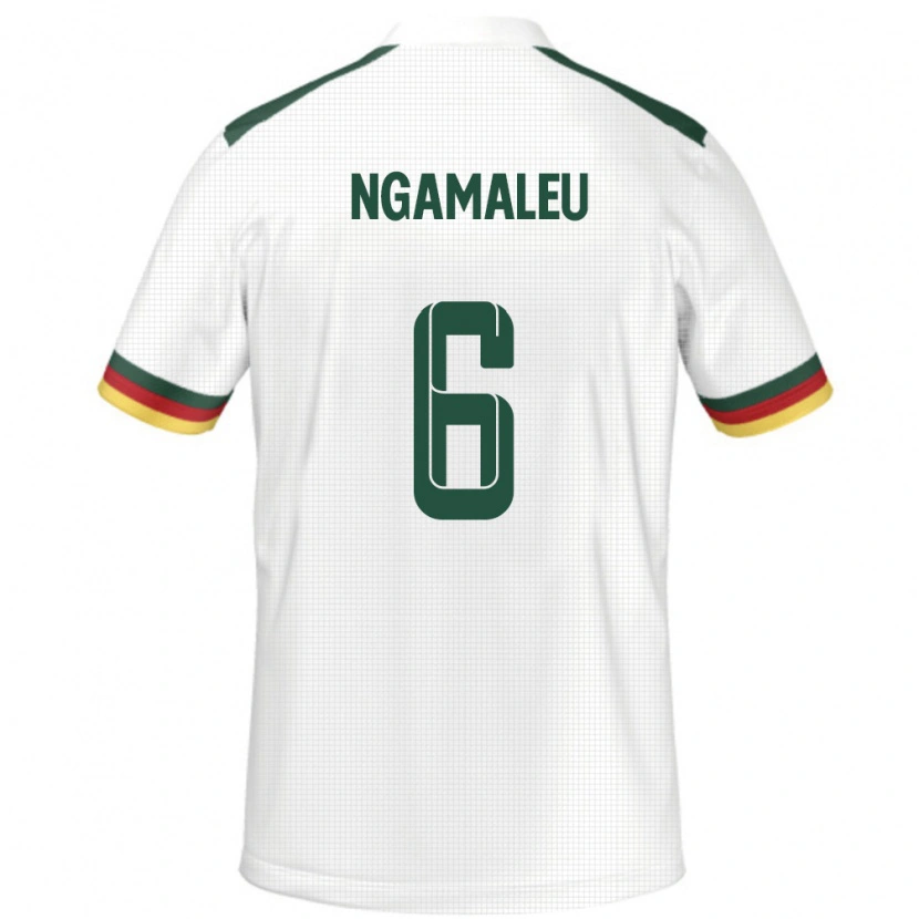 Danxen Bambino Maglia Camerun Nicolas Ngamaleu #6 Bianco Kit Gara Away 24-26 Maglietta