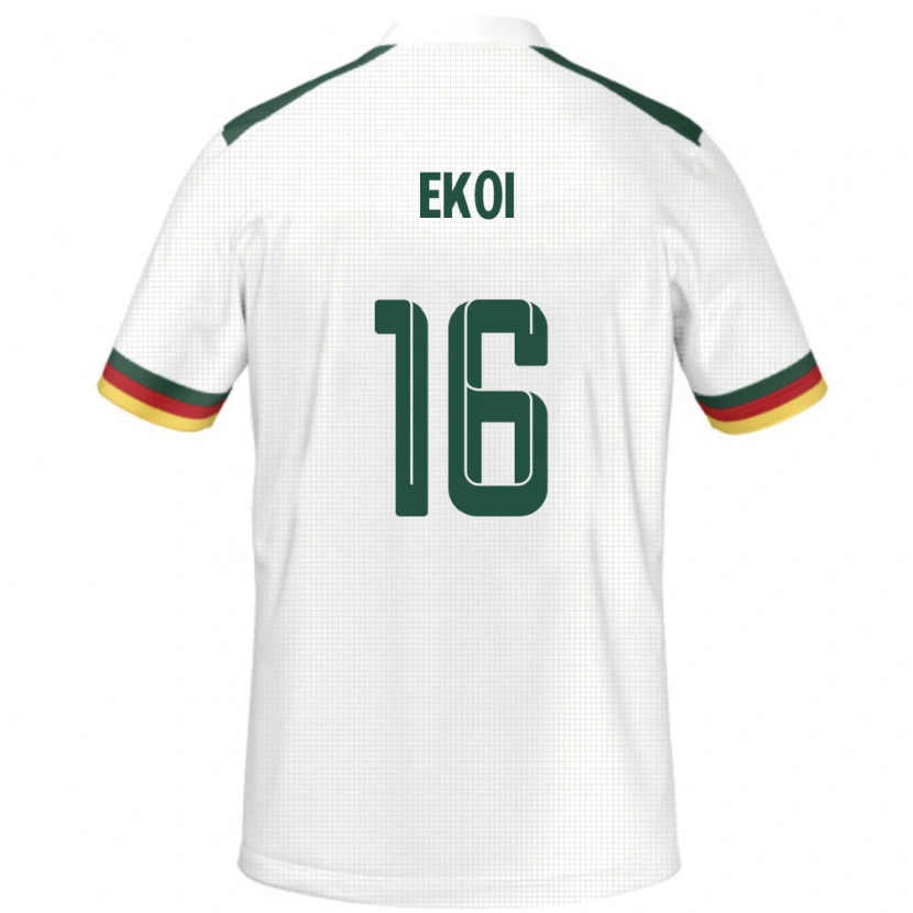 Danxen Bambino Maglia Camerun Manfred Ekoi #16 Bianco Kit Gara Away 24-26 Maglietta