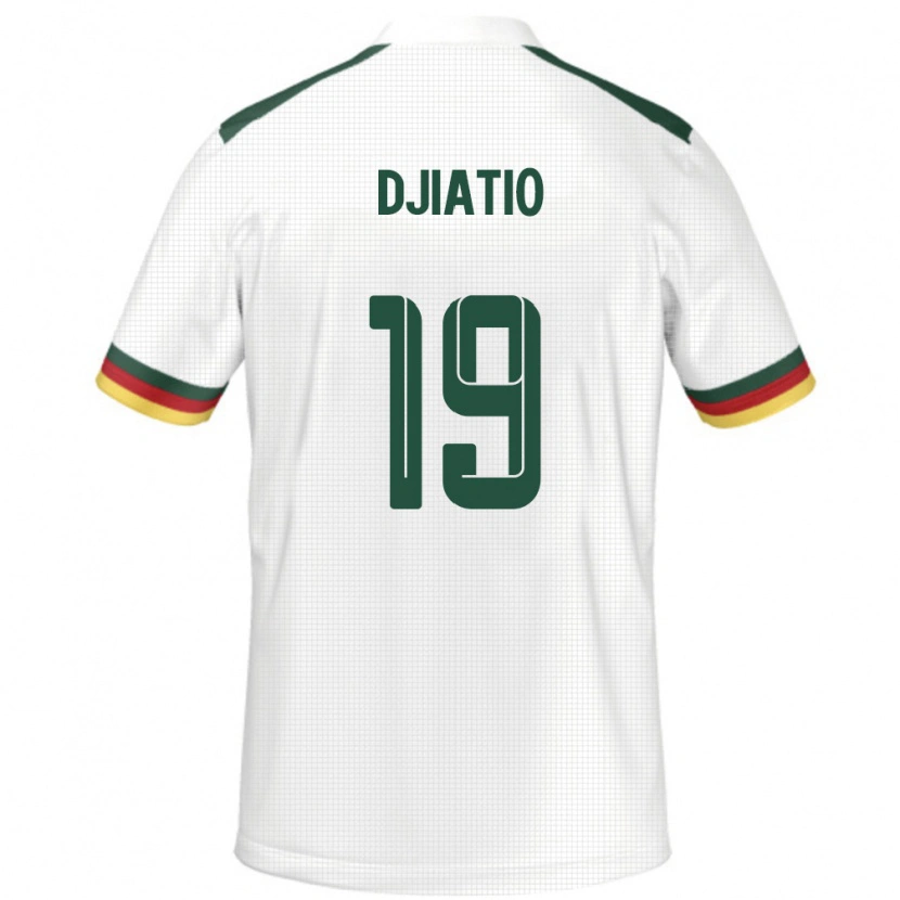 Danxen Bambino Maglia Camerun Doly Djiatio #19 Bianco Kit Gara Away 24-26 Maglietta