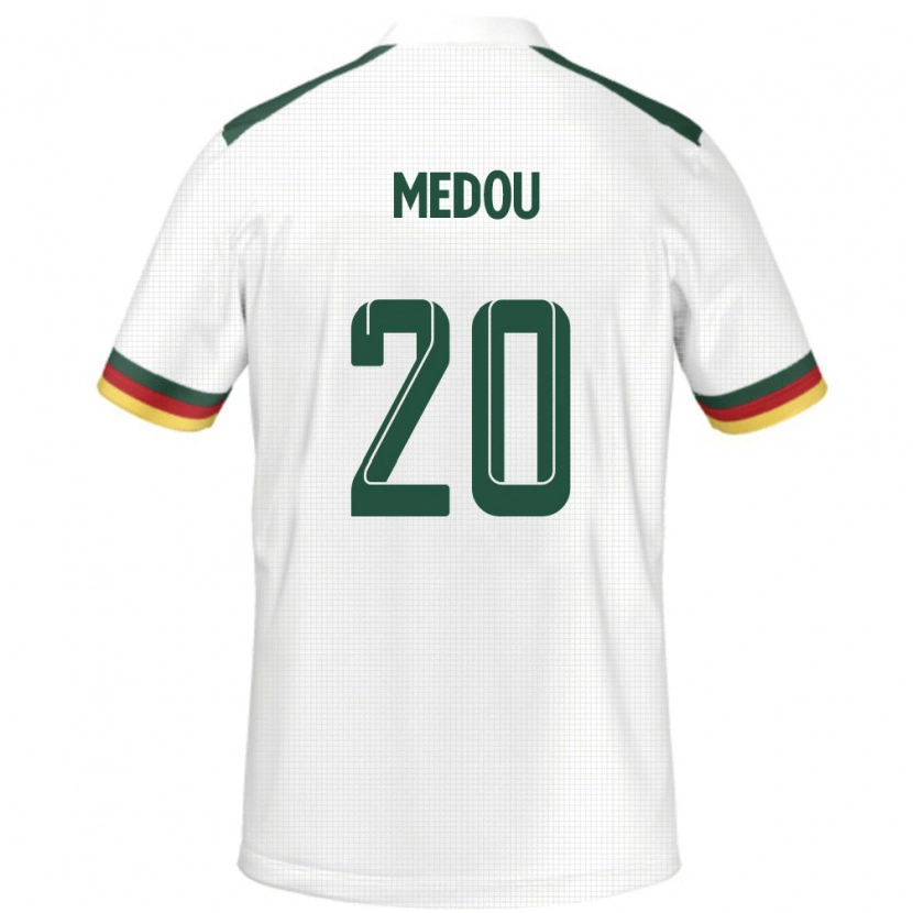 Danxen Bambino Maglia Camerun Marc Medou #20 Bianco Kit Gara Away 24-26 Maglietta