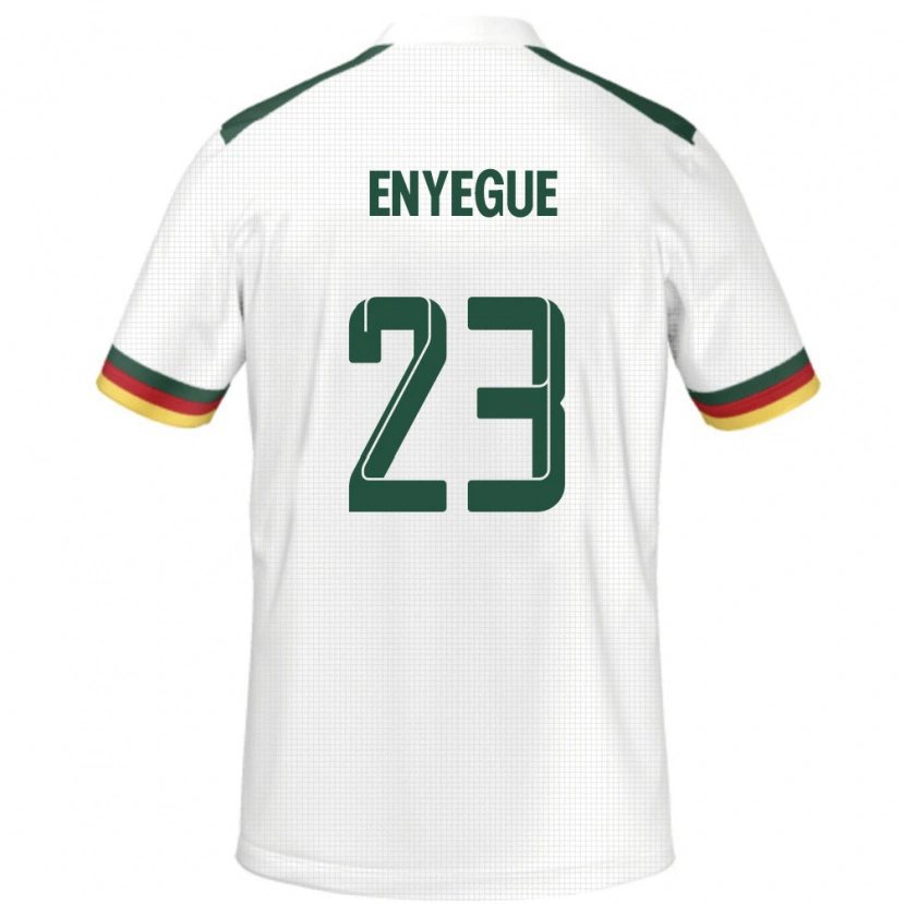 Danxen Bambino Maglia Camerun Regine Enyegue #23 Bianco Kit Gara Away 24-26 Maglietta