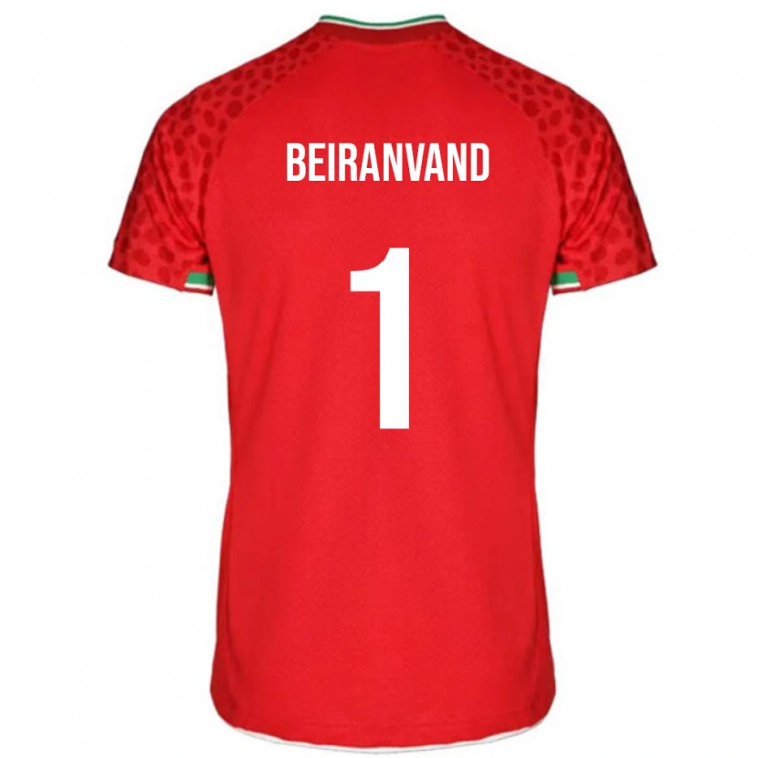 Danxen Bambino Maglia Iran Alireza Beiranvand #1 Rosso Kit Gara Away 24-26 Maglietta