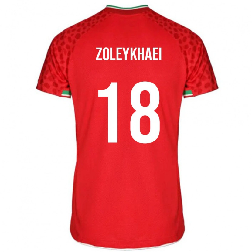 Danxen Bambino Maglia Iran Abolfazl Zoleykhaei #18 Rosso Kit Gara Away 24-26 Maglietta