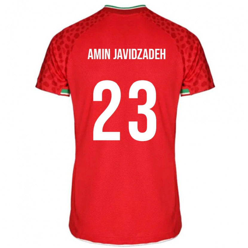 Danxen Bambino Maglia Iran Mohammad Amin Javidzadeh #23 Rosso Kit Gara Away 24-26 Maglietta