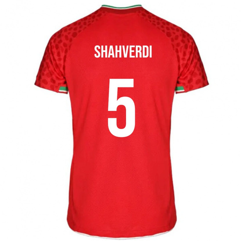 Danxen Bambino Maglia Iran Hosein Shahverdi #5 Rosso Kit Gara Away 24-26 Maglietta