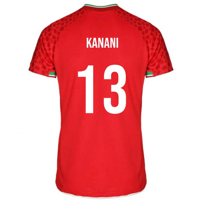 Danxen Bambino Maglia Iran Hossein Kanani #13 Rosso Kit Gara Away 24-26 Maglietta