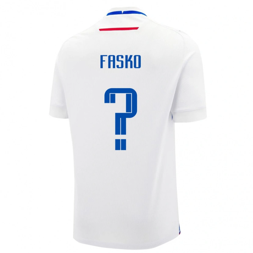 Danxen Bambino Maglia Slovacchia Simon Fasko #0 Bianco Kit Gara Away 24-26 Maglietta
