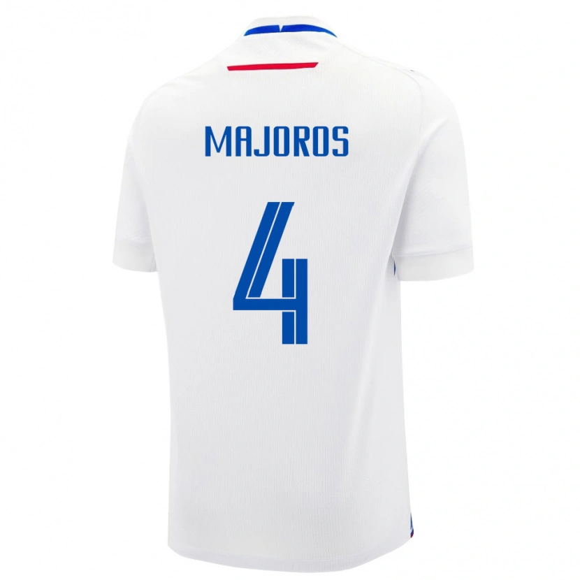 Danxen Bambino Maglia Slovacchia Daniel Majoros #4 Bianco Kit Gara Away 24-26 Maglietta